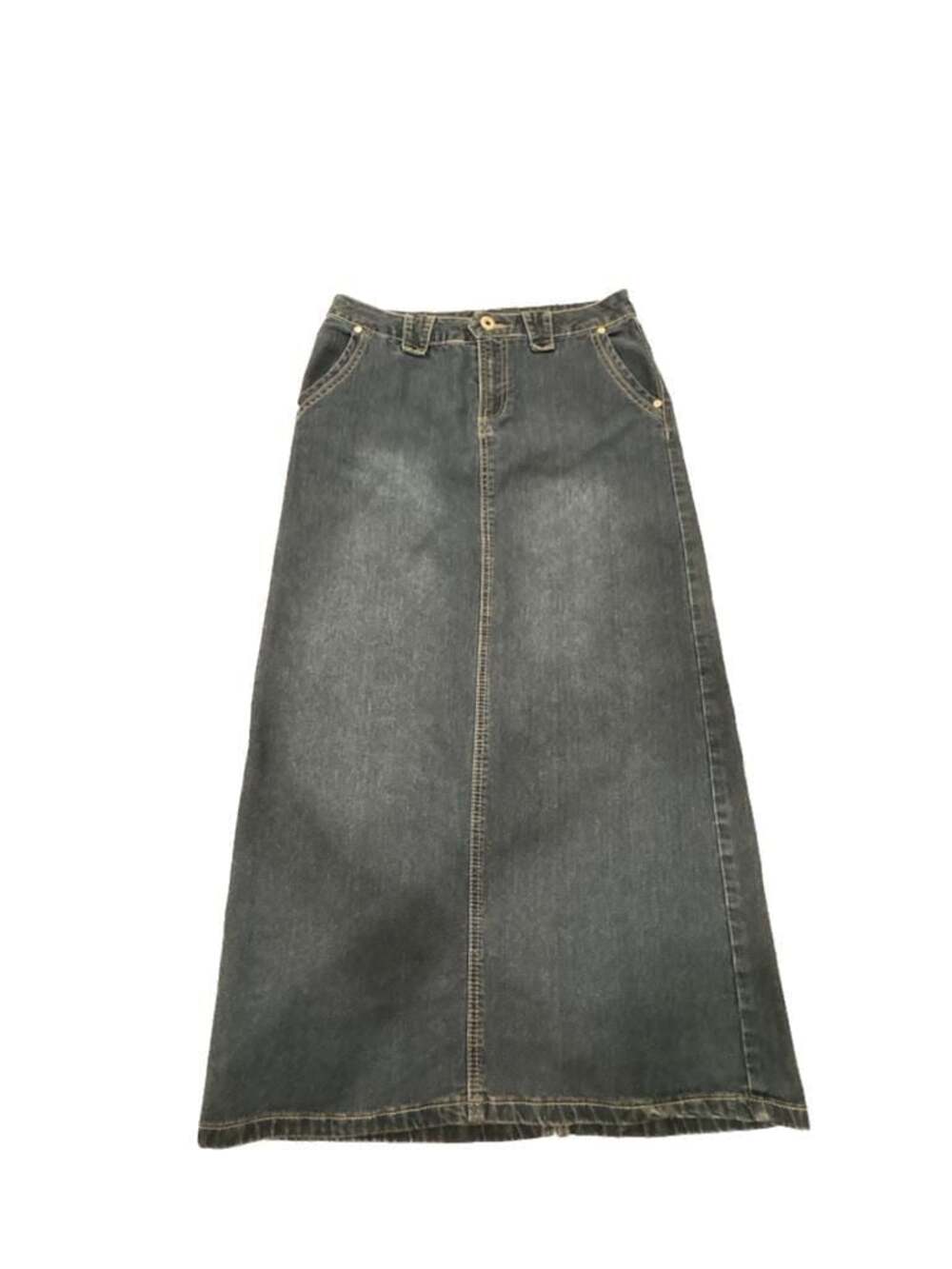 Baccini Womens Stretch Denim Maxi Skirt Size 4 Long Blue Pencil Style